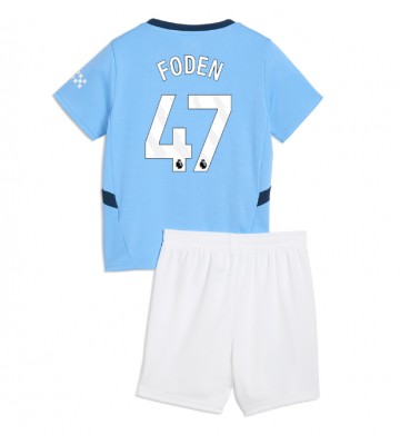 Manchester City Phil Foden #47 Hjemmebanesæt Børn 2024-25 Kort ærmer (+ korte bukser)